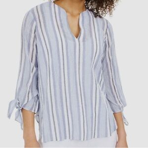 Michael Kors Blue and White Striped Blouse